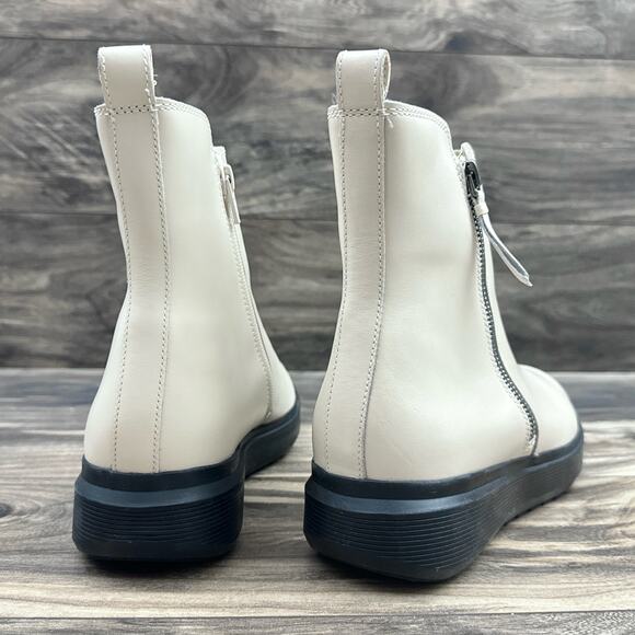 NIB Naturalizer Talise 8.5M Off White Leather Platform Zip Ankle Booties Boots - Picture 9 of 13